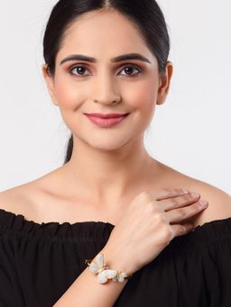 ZENEME - Gold Plated American Diamond Charming Butterfly Bracelet For Women