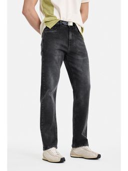 Snitch - Black Washed Straight Casual Jeans for Men