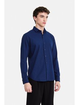 Snitch - Blue Micro Check Full Sleeves Slim Formal Shirt for Men