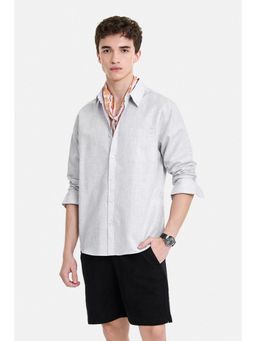 Snitch - Light Grey Solid Full Sleeves Regular Shirt for Men