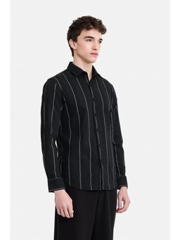 Snitch - Black Stripes Full Sleeves Slim Work Luxe Shirt for Men