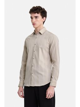 Snitch - Beige Stripes Full Sleeves Slim Formal Luxe Shirt for Men