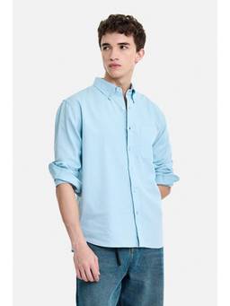 Snitch - Light Blue Solid Full Sleeves Regular Work Shirt for Men