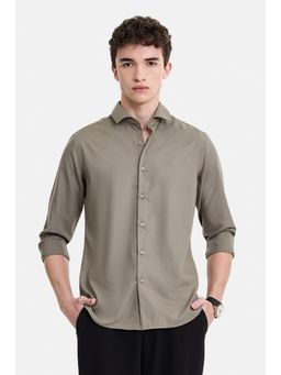 Snitch - Khaki Solid Full Sleeves Slim Work Shirt for Men