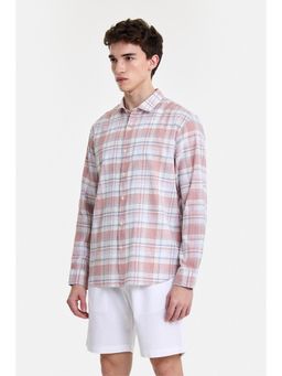 Snitch - Light Pink Plaid Full Sleeves Regular Casual Shirt for Men