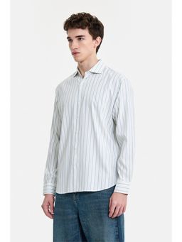 Snitch - Off-White Stripes Full Sleeves Regular Work Shirt for Men