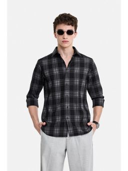Snitch - Black Plaid Full Sleeves Slim Work Shirt for Men
