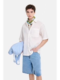Snitch - Off-White Solid Half Sleeves Oversized Casual Shirt for Men