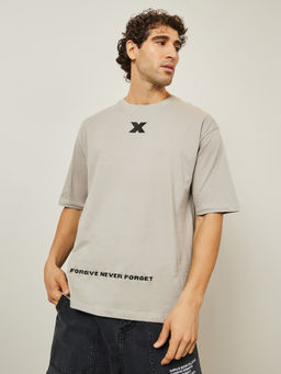 Styli Elevate - Men's Oversized Typography Crew Neck Short Sleeve T-Shirt