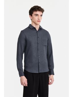 Snitch - Charcoal Grey Textured Full Sleeves Slim Work Shirt for Men