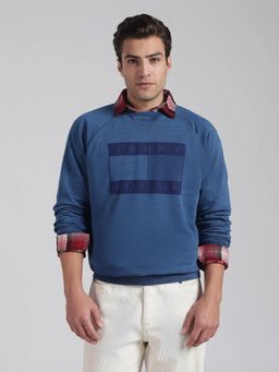 Tommy Hilfiger - Blue Logo Regular Fit Cotton Sweatshirt