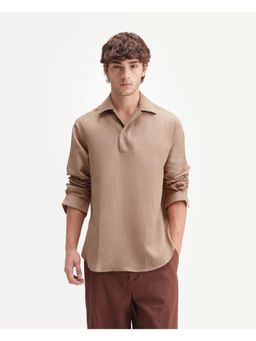Rare Rabbit - Solid Light Brown Men's Shirt