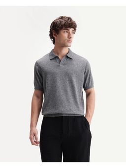 Rare Rabbit - Self Design Black Men's Polo T-Shirt