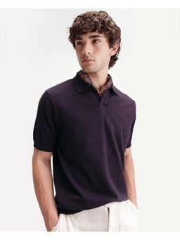 Rare Rabbit - Self Design Dark Purple Men's Polo T-Shirt