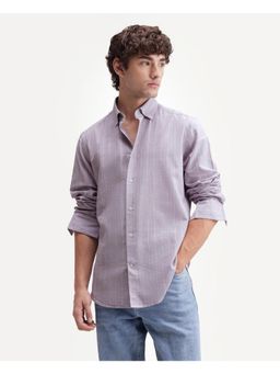 Rare Rabbit - Vertical Stripes Dusky Purple Men's Shirt