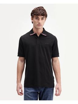 Rare Rabbit - Solid Jet Black Men's Polo T-Shirt