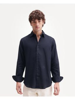 Rare Rabbit - Solid Navy Blue Men's Shirt