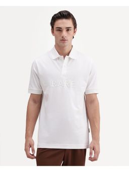 Rare Rabbit - Graphic Print Bright White Men's Polo T-Shirt