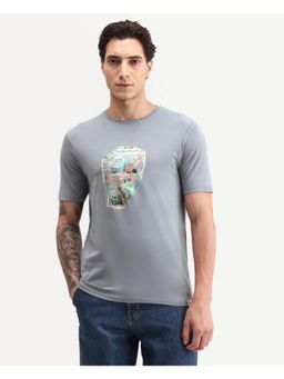 Rare Rabbit - Graphic Print Medium Grey Men's T-Shirt