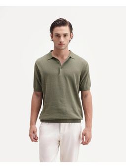 Rare Rabbit - Solid Olive Green Men's Polo T-Shirt