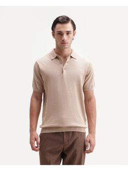 Rare Rabbit - Solid Light Beige Men's Polo T-Shirt