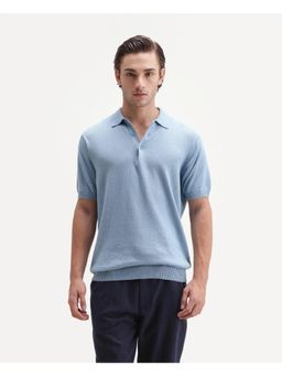 Rare Rabbit - Solid Light Blue Men's Polo T-Shirt