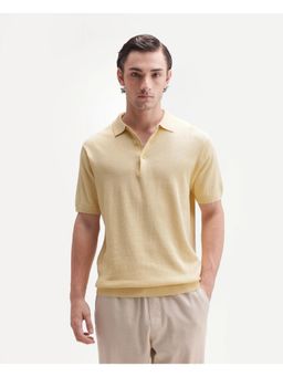 Rare Rabbit - Solid Light Yellow Men's Polo T-Shirt