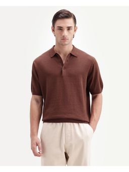 Rare Rabbit - Solid Chocolate Brown Men's Polo T-Shirt