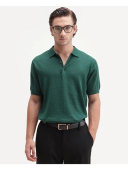Rare Rabbit - Solid Dark Green Men's Polo T-Shirt