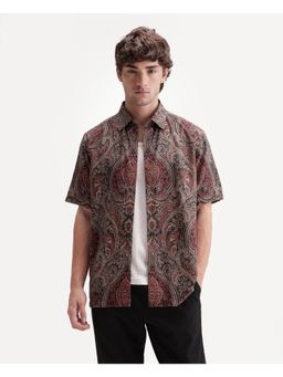 Rare Rabbit - Printed Dark Black Men's Shirt