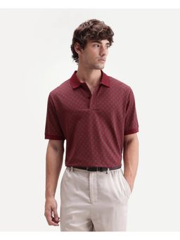 Rare Rabbit - Geometric Dark Red Men's Polo T-Shirt