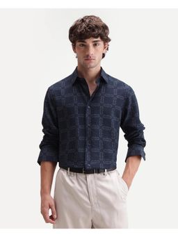 Rare Rabbit - Printed Navy Blue Men's Shirt