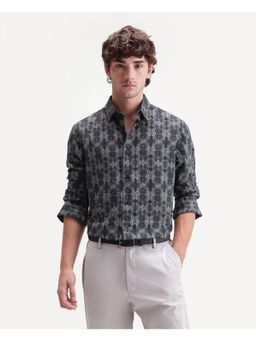 Rare Rabbit - Printed Dark Black Men's Shirt