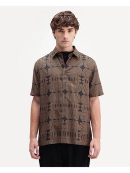 Rare Rabbit - Brown Printed Half Sleeves Men's Shirt