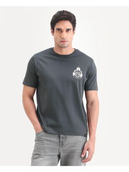 Rare Rabbit - Graphic Print Dark Grey Men's T-Shirt
