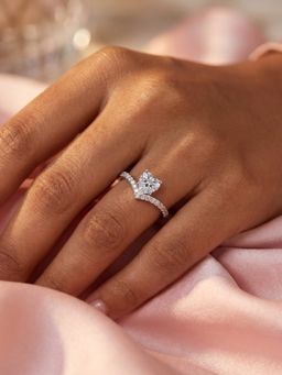 Ornate Jewels - 925 Silver Rhodium Plated White American Diamond Eternal Heart Ring