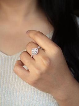 Ornate Jewels - 925 Silver Rhodium Plated White American Diamond Eternal Radiance Ring