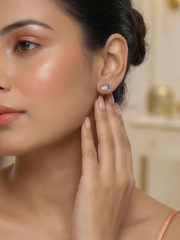 Ornate Jewels - 925 Silver Rhodium Plated Multi-Color Cz Twilight Romance Heart Earrings