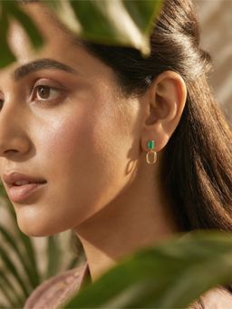 Ornate Jewels - 925 Silver Rhodium Plated Green Emerald Chic Cascade Earrings