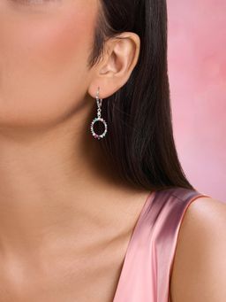 Ornate Jewels - 925 Silver Rhodium Plated Multi-Color Stone Elegance Earrings