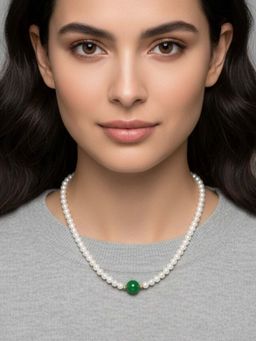 RACHIVA - 18K Gold Plated Green Pearl Necklace