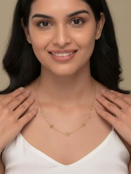 RACHIVA - 18K Gold Plated Floral Station Necklace