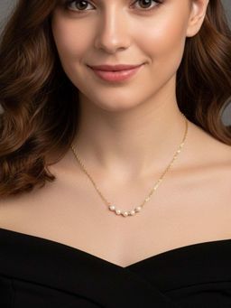 RACHIVA - 18K Gold Plated White Pearl Bar Necklace