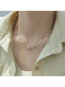 RACHIVA - 18K Gold Plated Dual Chain White Zircon Pendant Necklace