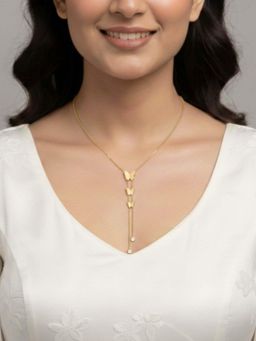 RACHIVA - 18K Gold Plated White Butterfly Drop Zircon Necklace