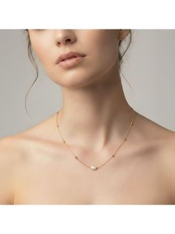 RACHIVA - 18K Gold Plated White Pearl Bar Accent Necklace
