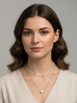 RACHIVA - 18K Gold Plated White Layered Heart Zircon Necklace