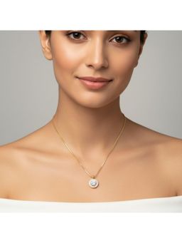 RACHIVA - 18K Gold Plated White Round Halo Zircon Pendant Necklace