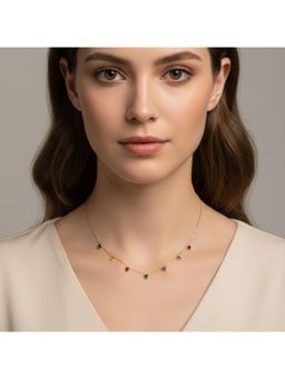 RACHIVA - 18K Gold Plated Multi-Color Heart Charm Necklace