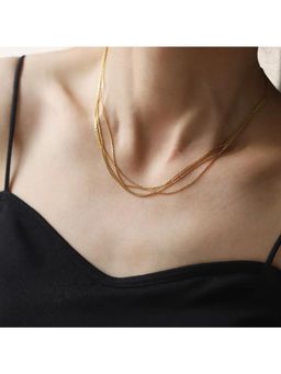 RACHIVA - 18K Gold Plated Gold Multi Layer Chain Necklace